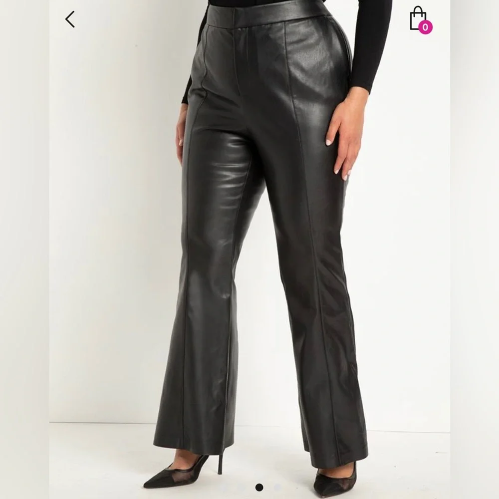 NWT ELOQUII Plus Size Faux Leather Flare Leg Trouser - Picture 3 of 6